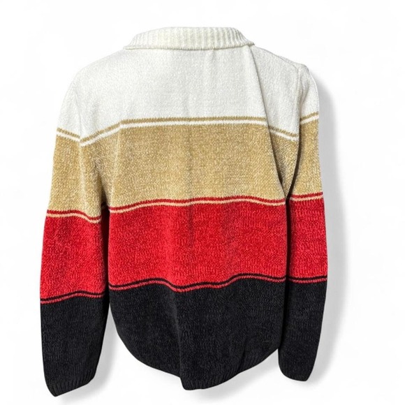 Vintage Holiday Floral Embroidered Sweat White Brown Red and Black Size Large - Picture 5 of 6